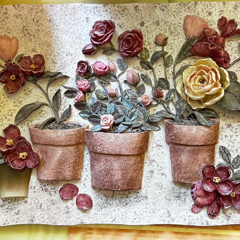 COLLECTIBLE CHERI BLUM SIGNED FLORAL FIELD FLOWERS Set of 3